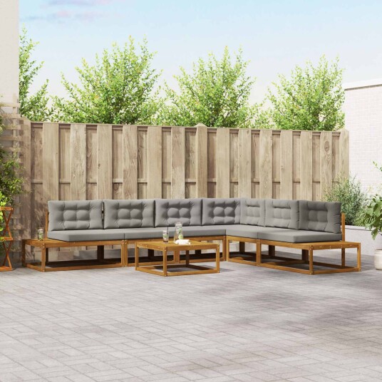 vidaXL Utendørs sofa sett Naturlig og Lys Grå