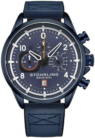 Stührling Original Herreklokke 929.03 Aviator Blå/Lær Ø45 mm Stührling Original Herreklokke 929.03 Aviator Blå/Lær Ø45 mm