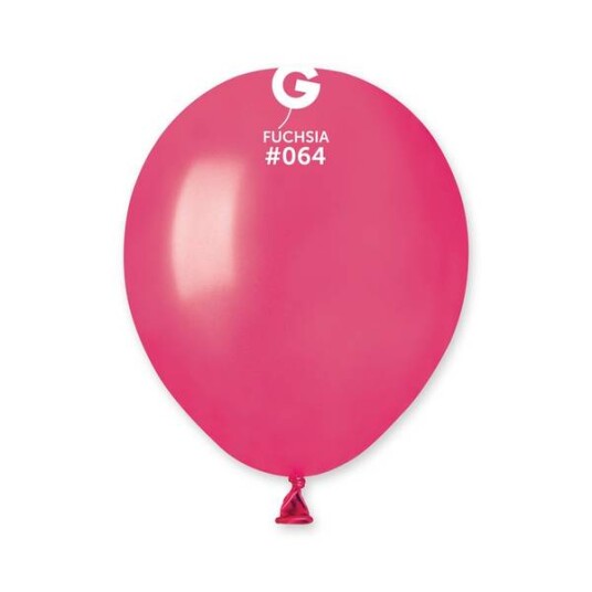 064 Gemar lateksballonger mørk rosa metallisk 13cm 100stk