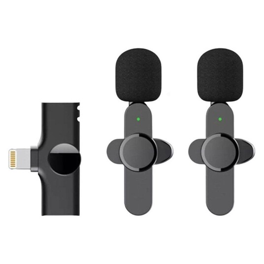 Lippa Dual Trådløs Lavalier Mikrofon Lightning 2-Pack Svart
