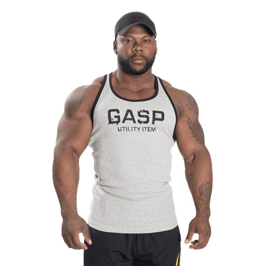Ribbed T-back, Grey Melange Grå X-large