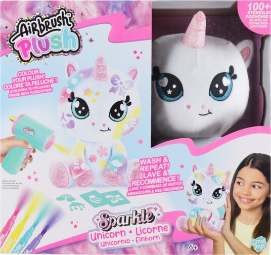 Airbrush Plush Sparkle Unicorn Kosedyr 23 cm Hvit Rosa
