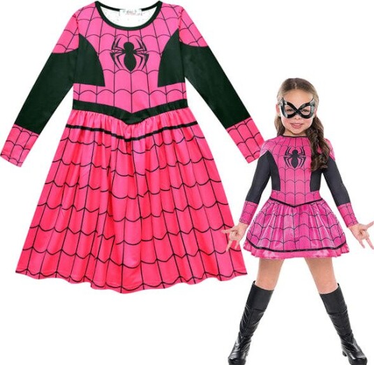 Halloween Spider Girl Kostymesett med Kjole og Maske