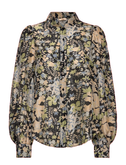 by Ti Mo Striped Organza Blouse** - Green - S