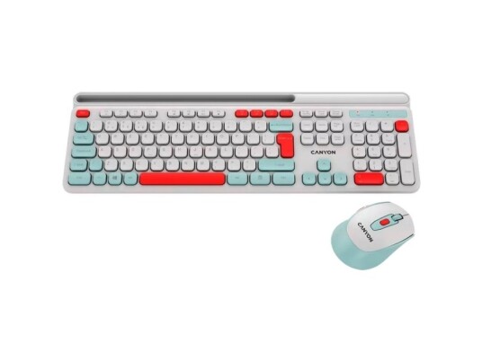 Canyon HSET W5 Trådløs RF Sakseformet Tastatur Qwerty Hvit Mus Inkludert CNS HSETW5WT