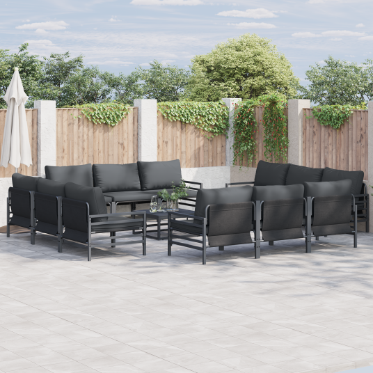 Hagesofa Set 13 pcs Antrasitt Stål