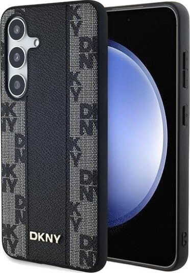 DKNY MagSafe-etui i skinn med rutete ensfarget mønster for Samsung Galaxy S24 - svart