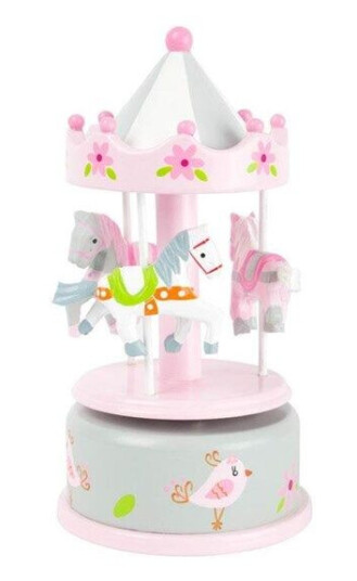 Small Foot Wooden Music Box Rotating and Winding