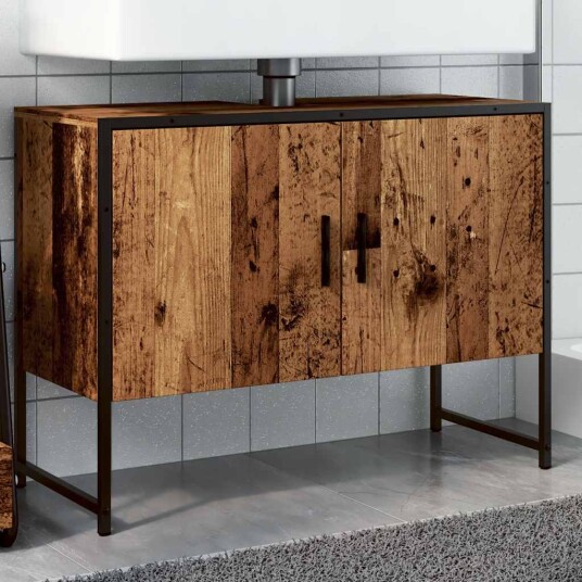 vidaXL Baderomsvaskskap gammelt tre 80x33x60 cm konstruert tre vidaXL Baderomsvaskskap gammelt tre 80x33x60 cm konstruert tre
