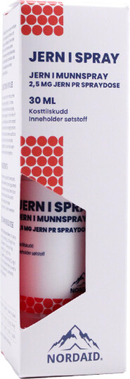 Nordaid Jern i spray 2,5 mg munnspray 30 ml Nordaid Jern i spray 2,5 mg munnspray 30 ml
