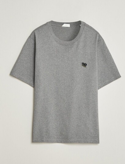 NN07 Jett Embroidered Crew Neck T Shirt Grey Melange