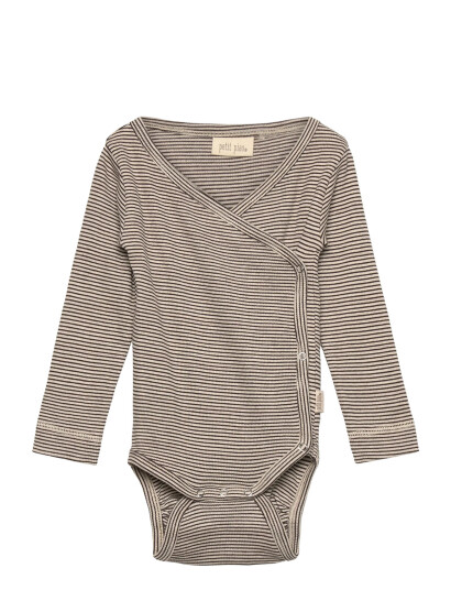 Petit Piao Ppdian Body L/S Fold Over Stripe Noos - Brown - 44