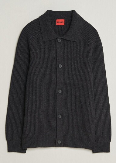 HUGO Sardeep Wool Knitted Cardigan Black