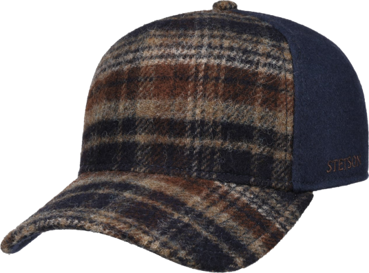 Stetson Wool Check Trucker Cap Navy/Beige/Burned Orange OneSize