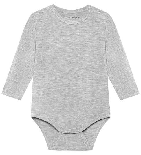 Minymo Body I/e   Viskose   Grey Melange   Minymo   62   Langermet Body   Grå