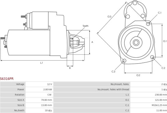 AS PL S3074SR Starter AS PL S3074SR Starter