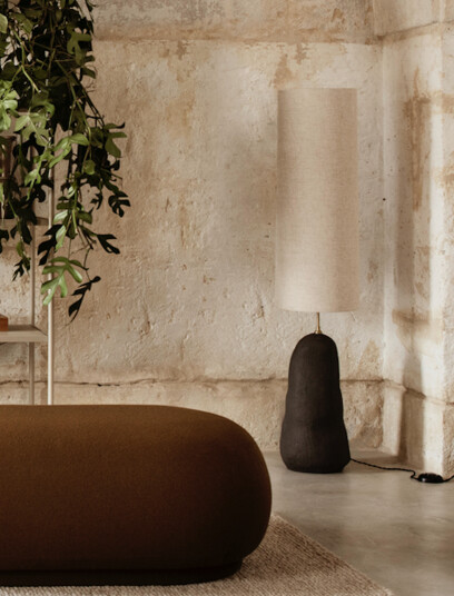 Ferm Living Hebe Gulvlampe Mørk grå/Natur