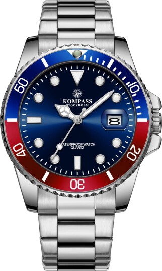 Kompass OceanXplorer Silver Blue/Red