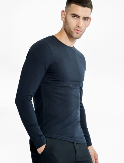 Bread & Boxers Long Sleeve Slim Navy M Bread & Boxers Long Sleeve Slim Navy M