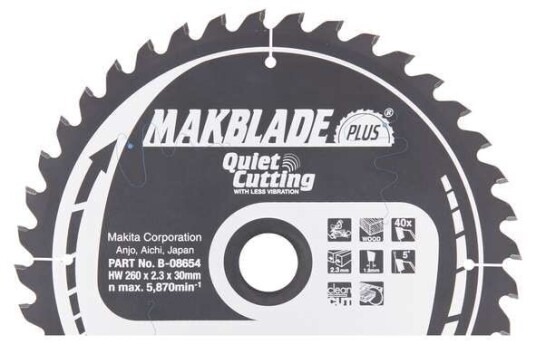 Makita Sagblad Hm 260x30mm 40t Ls1013, Ls1016, Ls1018, Lh1040, 2704