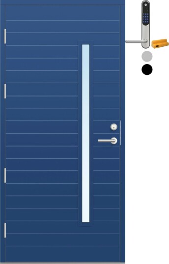 Ytterdør Bygg1 Fjell 07 Klarglass med Yale Entrus BxH: 100x210 cm, Høyre, NCS S-5030-R80B, Blå, Yale Sølv