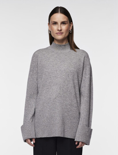 YAS Yasemilie Highneck Knit Pullover S. Noos - Grey - XS YAS Yasemilie Highneck Knit Pullover S. Noos - Grey - XS