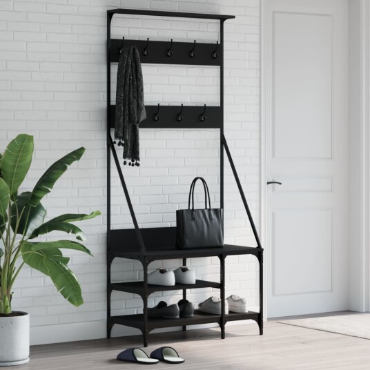 Klesstativ med skooppbevaring svart 80x40x184 cm 8721012196445