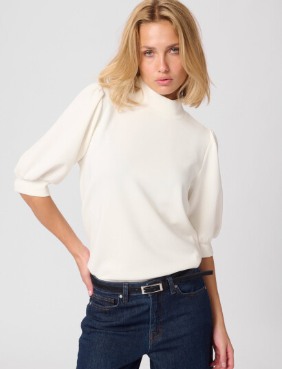 My Essential Wardrobe 21 The Puff Blouse - White - M