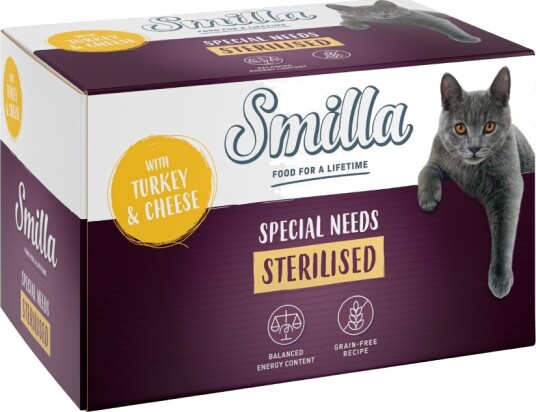 Smilla Våtfôr Sterilised Skåler Med Ost Kalkun 24 X 100 G