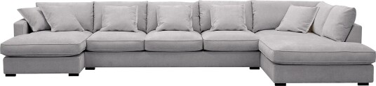 Rossita Lyx 6 seters venstrevendt U formet ekstra dyp sofa med divan og sjeselong i chenille Grå