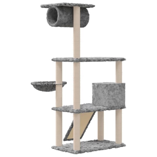 Vidaxl Kattetre Med Klorestolper I Sisal Lysegrå 131 cm