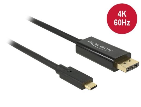 Delock 1m USB-C til DisplayPort Kabel 4K 60Hz Svart