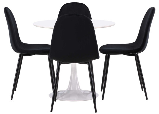 Venture Design Hamden & Polar spisegruppe Svart/svart 4 stoler & bord 80 cm