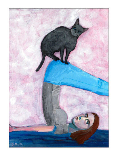 Poster & Frame Sharyn Bursic - Yoga With My Cat - Multi/patterned - 70X100CM