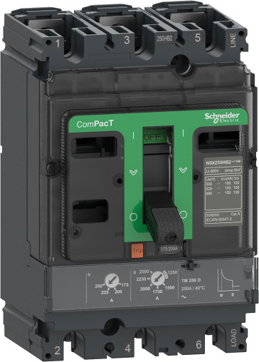 Strømbryter ComPacT NSX250B, TMD strømrelé 250 A, 3P