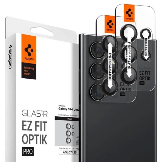 Spigen Kameralinse Beskyttelsesglass for Samsung Galaxy S24 Ultra - 2 Pakke, Svart/Gjennomsiktig