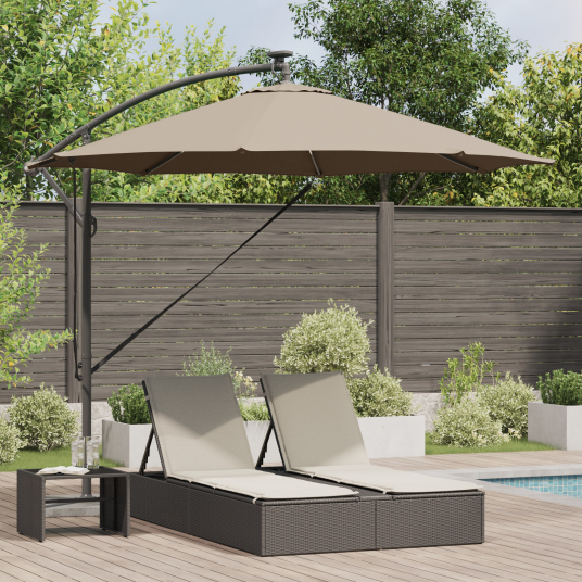  Kantilever bananparasol med lås Gråbrun 294 x 294 x 248 cm