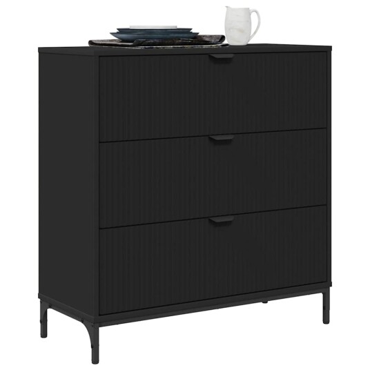 Serviesskap med skuff Svart 79.5 x 33 x 82 cm Konstruert tre