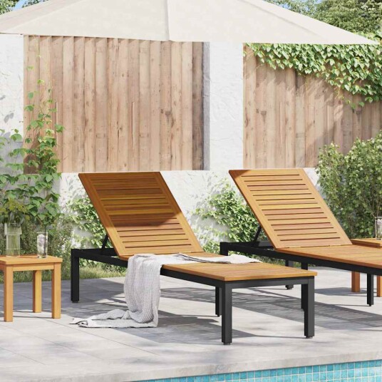 solstol svart 200x55x35 cm solid akasietre