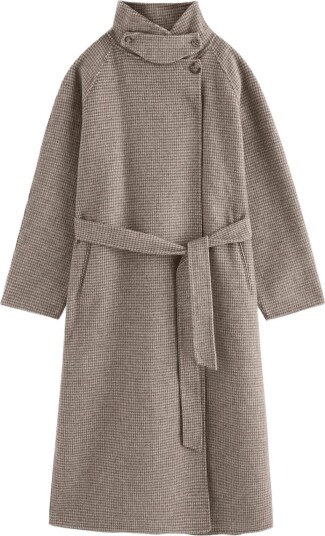 Lindex Checked Coat In Wool Blend DARK KHAKI XS