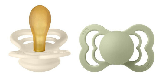 BIBS Pacifier Supreme Latex Ivory/Sage Size 2 2pcs