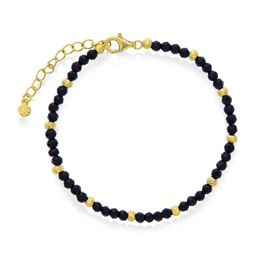 Pan Jewelry Armbånd i forgylt 925 sølv med syntetisk obisidian