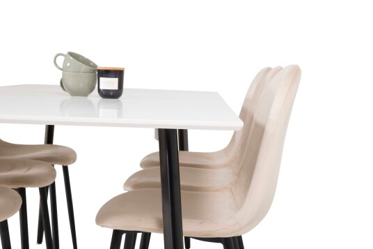 Venture Design Polar & Polar spisegruppe Hvit/beige 6 st stoler & bord 180 x 90 cm