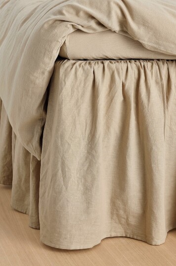 Ellos Home Sengekappe Elly Frilled i resirkulert halvlinne Beige