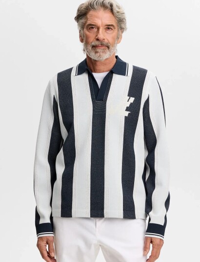 J. Lindeberg Silas Stripe Polo Knit Navy XXL