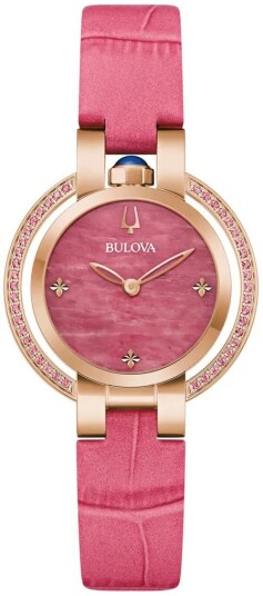 Bulova Dameklokke 97R103 Rubaiyat Rosa/Lær Ø30 mm Bulova Dameklokke 97R103 Rubaiyat Rosa/Lær Ø30 mm