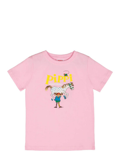 Pippi Langstrømpe Pippi Logo T Shirt   Pink   98/104