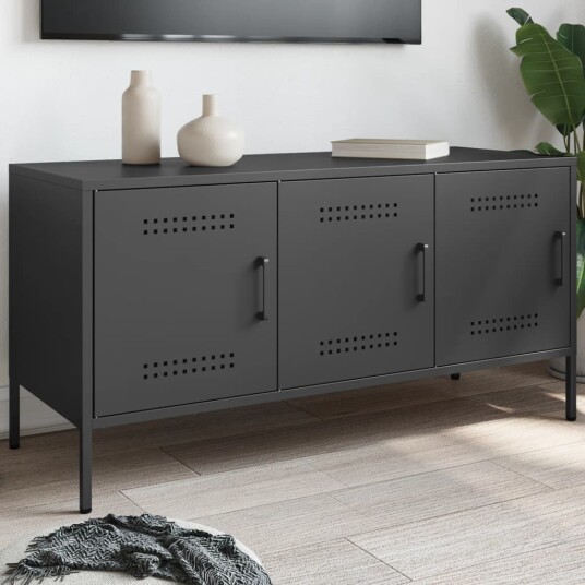 TV-benk svart 100,5x39x50,5 cm stål 842946