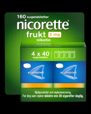 Nicorette sugetabletter 2mg frukt 4x40stk Nicorette sugetabletter 2mg frukt 4x40stk