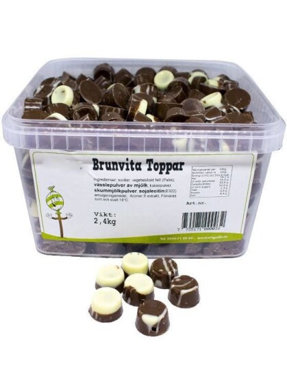 2,4 kg Brune og Hvite Sjokoladetopper 2,4 kg Brune og Hvite Sjokoladetopper